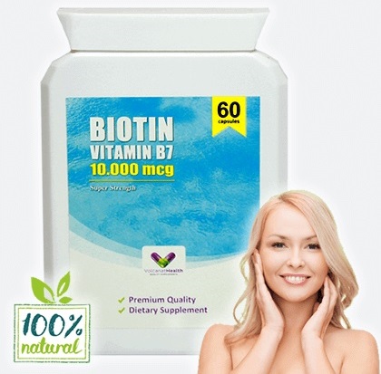 Biotina 10.000 Mcg – Vitamina B7 – super concentrat – pentru stimularea cresterii parului si a unghiilor - 60 Tablete
