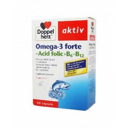 Doppelherz Aktiv Omega 3 Forte + Acid Folic + Vit B6+B12 60 cps