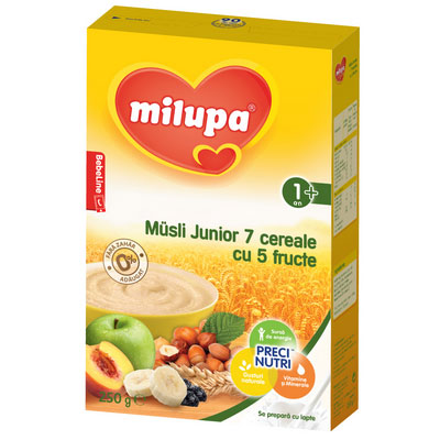 Milupa Cereale Musli Junior 7 cereale cu 5 fructe 250gr