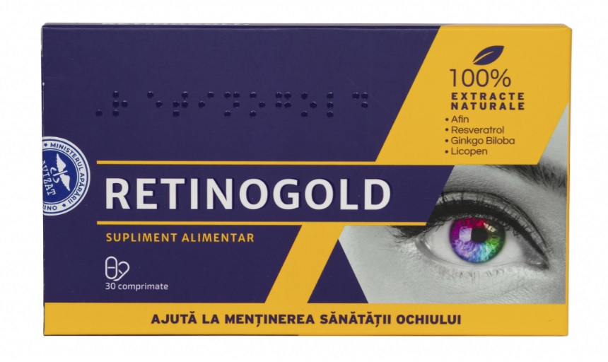 RETINOGOLD – supliment cu efect de protecție împotriva retinopatiei – 30 cps