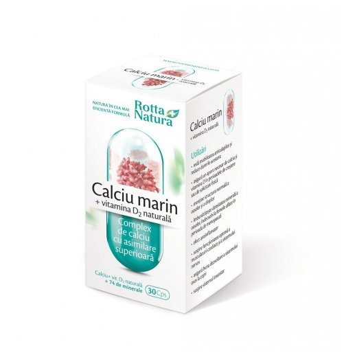 Rotta Natura Calciu Marin + vitamina D2 naturala 30 capsule