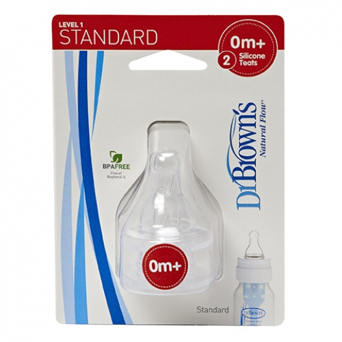 Tetine din silicon pentru biberoane Standard nivel 1 (0-3 luni) Dr. Brown`s