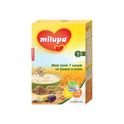 Milupa Musli Junior 7 cereale cu banane si prune