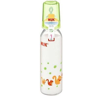 NUK Biberon din sticla 250 ml+ tetina silicon lapte